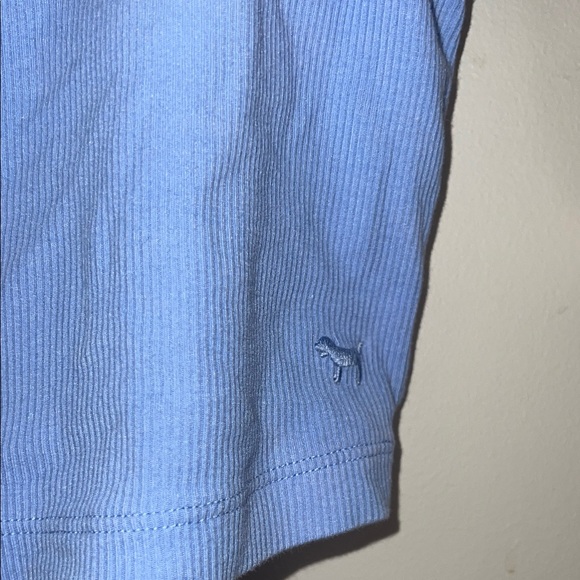 PINK Victoria's Secret Light Blue Butterfly Ribbed Crop Tank - Picture 3 of 4